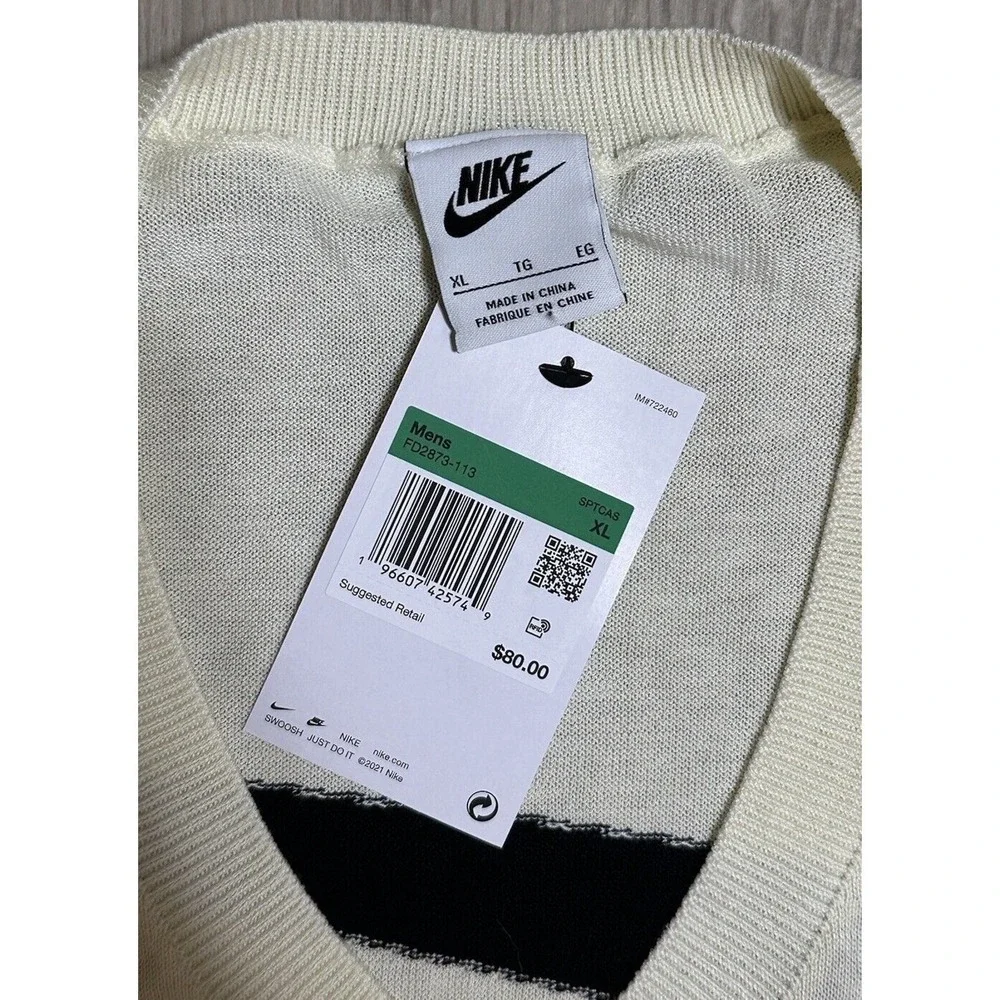Nike Golf V-Neck Sweater Vest Cream With Black Swoosh Size XL (FD2873-113)